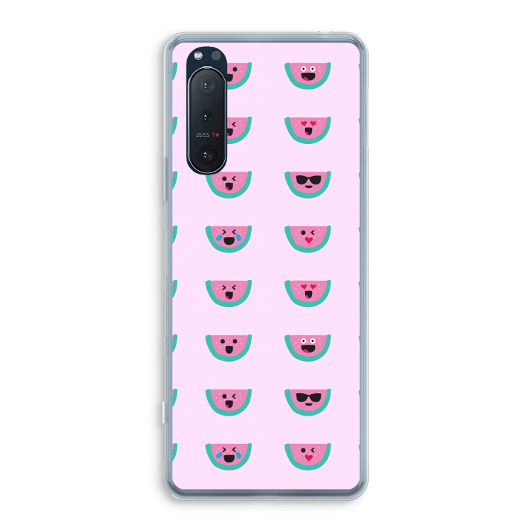 Smiley watermeloenprint: Sony Xperia 5 II Transparant Hoesje
