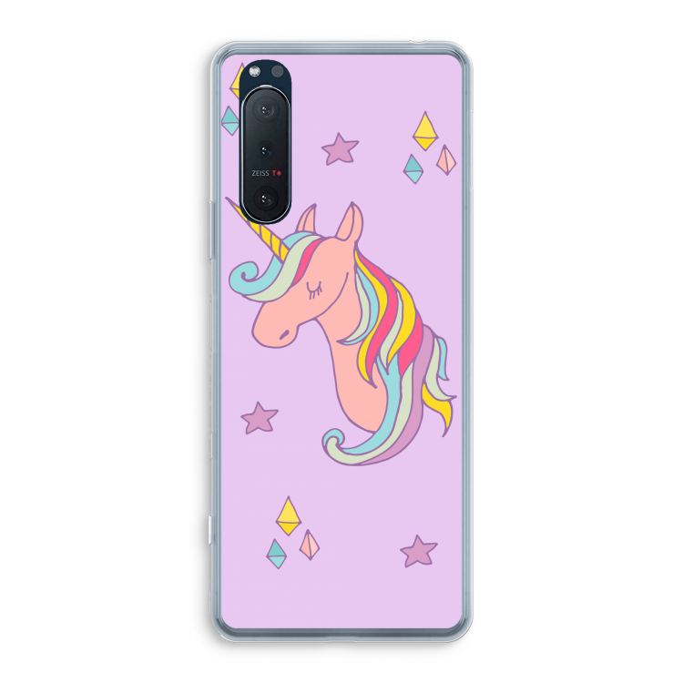 Roze eenhoorn: Sony Xperia 5 II Transparant Hoesje