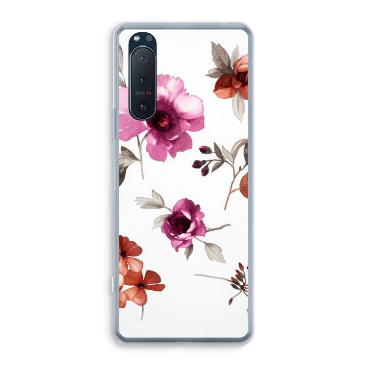 Geschilderde bloemen: Sony Xperia 5 II Transparant Hoesje