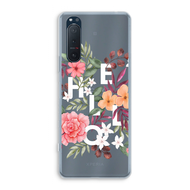 Hello in flowers: Sony Xperia 5 II Transparant Hoesje