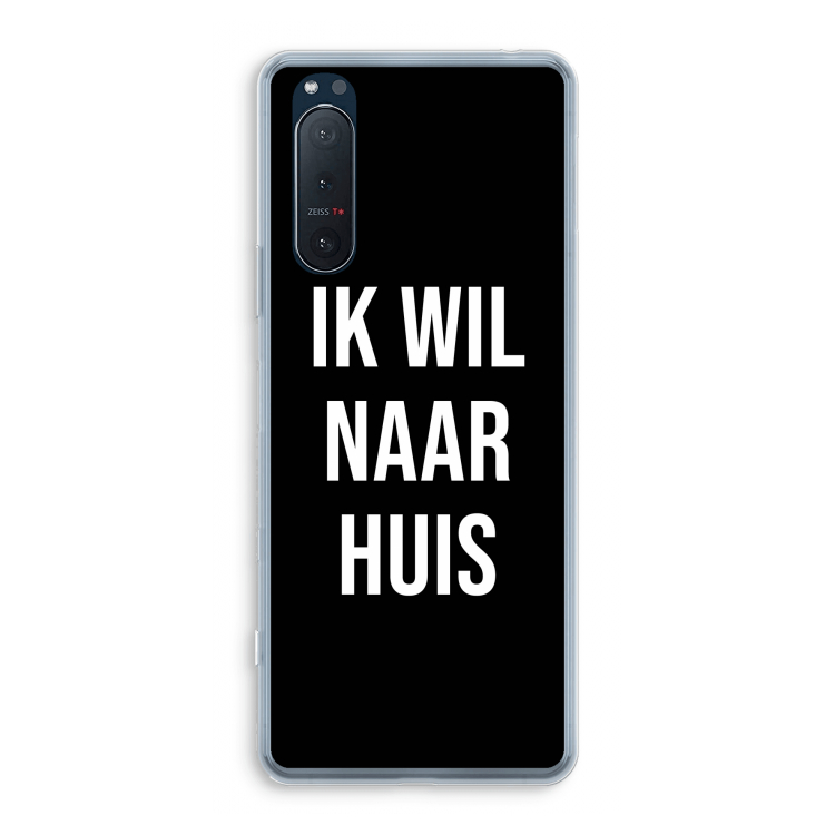 Ik wil naar huis - Zwart: Sony Xperia 5 II Transparant Hoesje