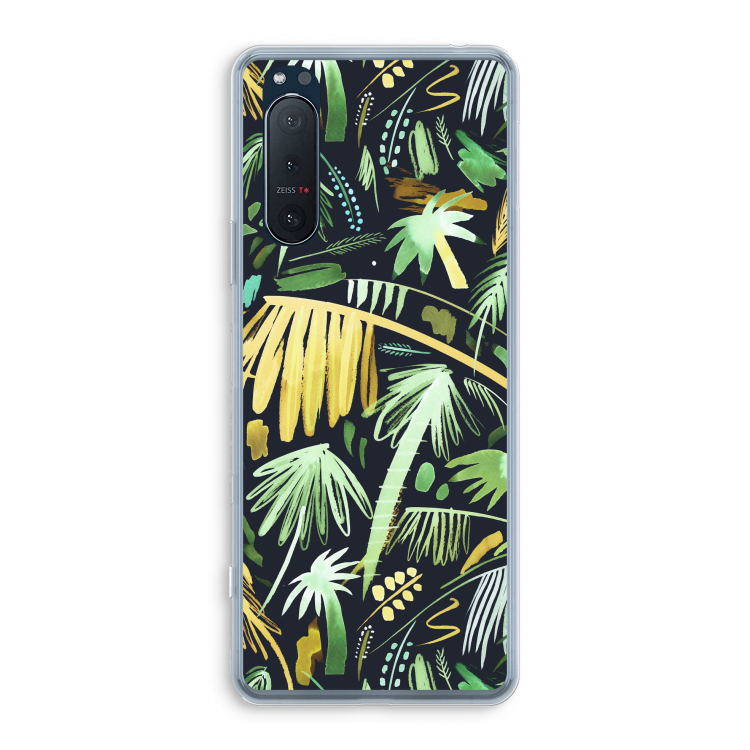 Tropical Palms Dark: Sony Xperia 5 II Transparant Hoesje