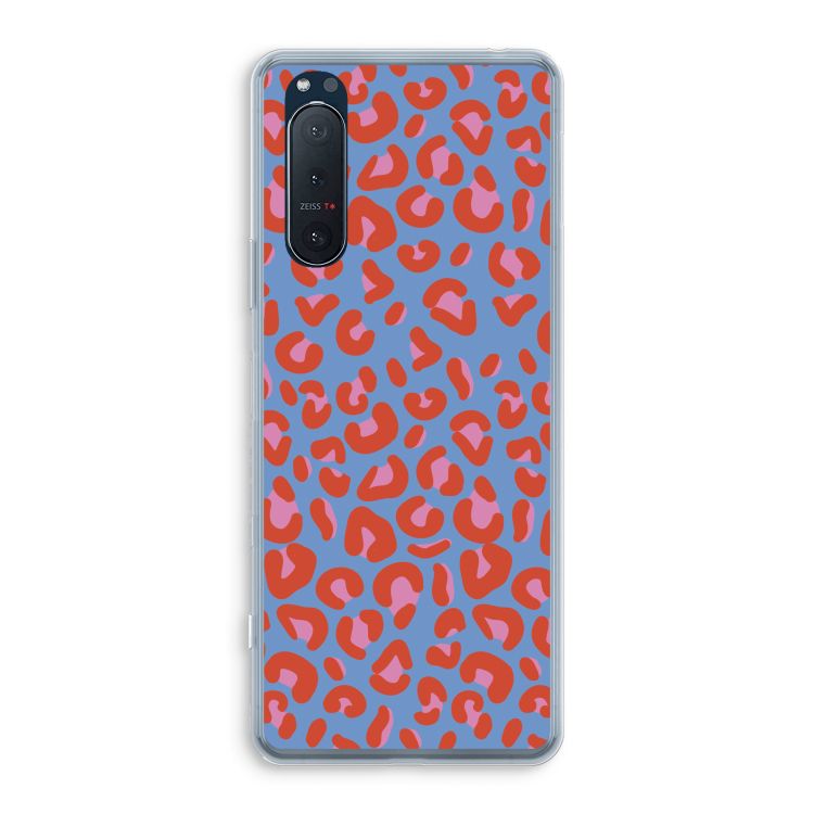 Leopard blue: Sony Xperia 5 II Transparant Hoesje