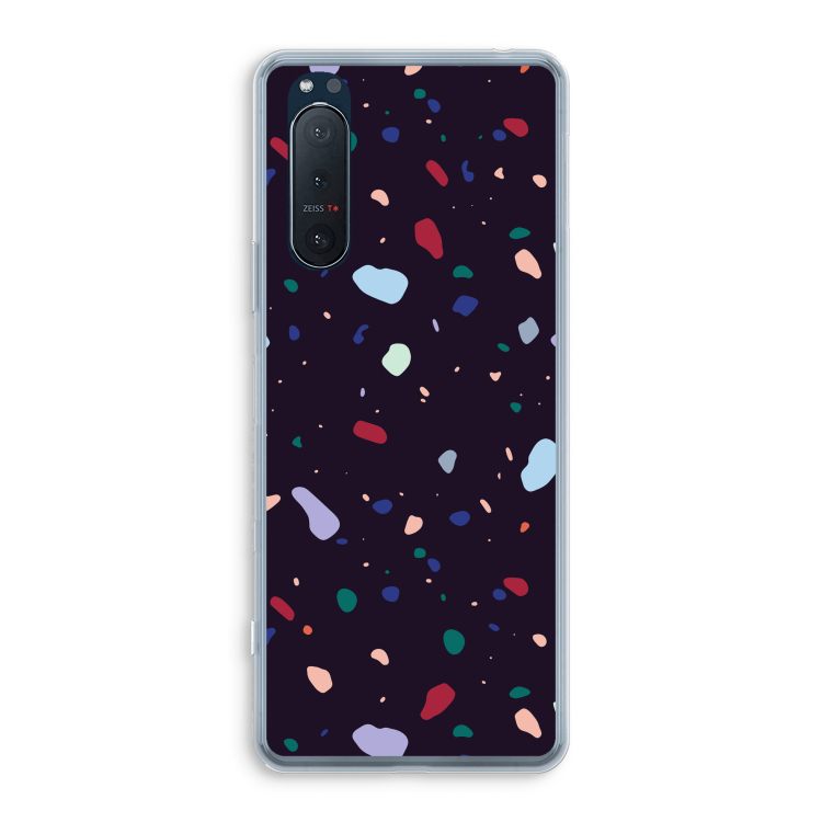 Dark Rounded Terrazzo: Sony Xperia 5 II Transparant Hoesje