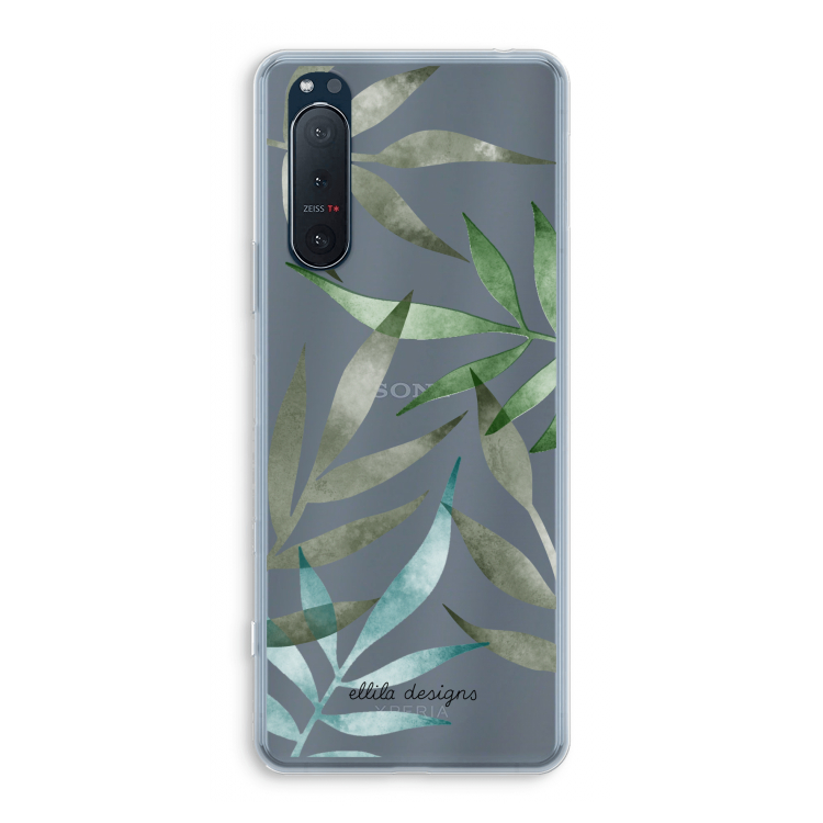 Tropical watercolor leaves: Sony Xperia 5 II Transparant Hoesje
