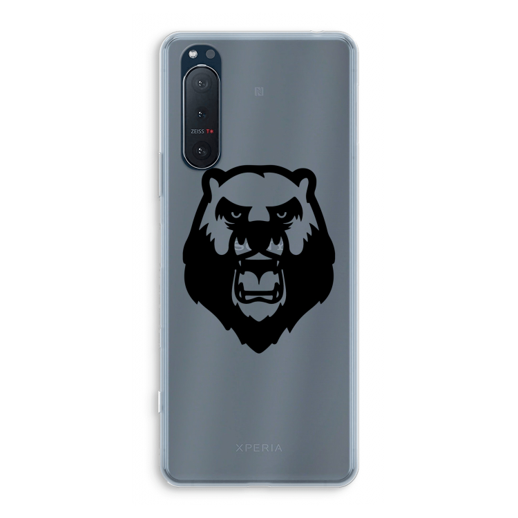 Angry Bear (black): Sony Xperia 5 II Transparant Hoesje