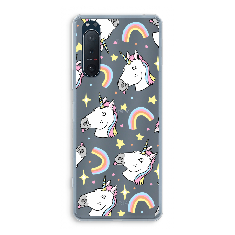 Rainbow Unicorn: Sony Xperia 5 II Transparant Hoesje