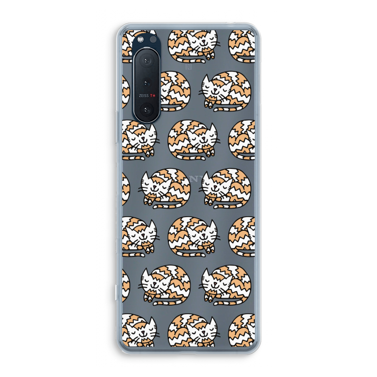 Slapende poes: Sony Xperia 5 II Transparant Hoesje
