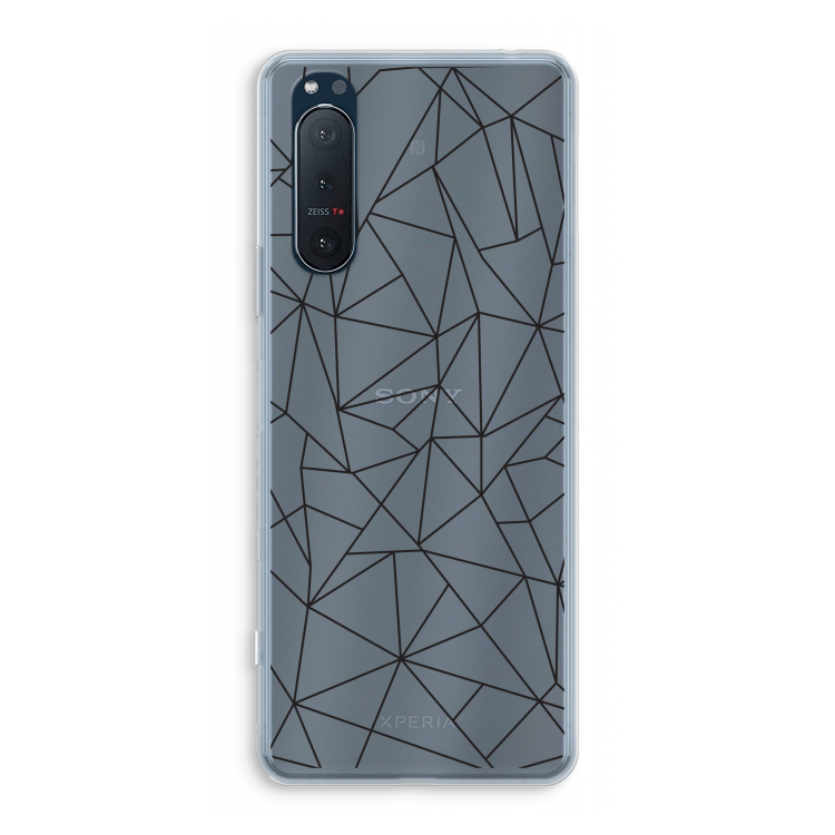 Geometrische lijnen zwart: Sony Xperia 5 II Transparant Hoesje