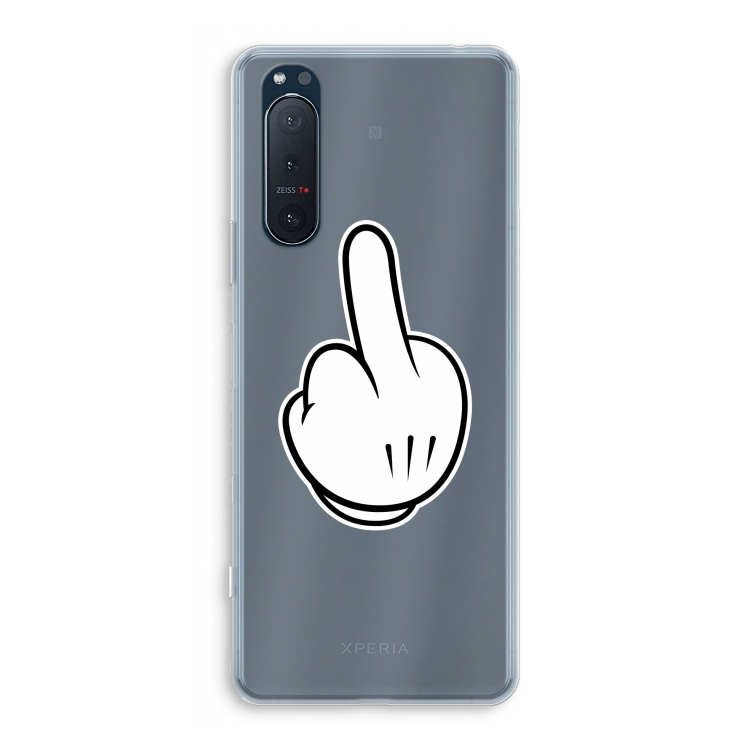 Middle finger black: Sony Xperia 5 II Transparant Hoesje