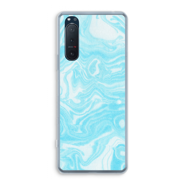 Waterverf blauw: Sony Xperia 5 II Transparant Hoesje