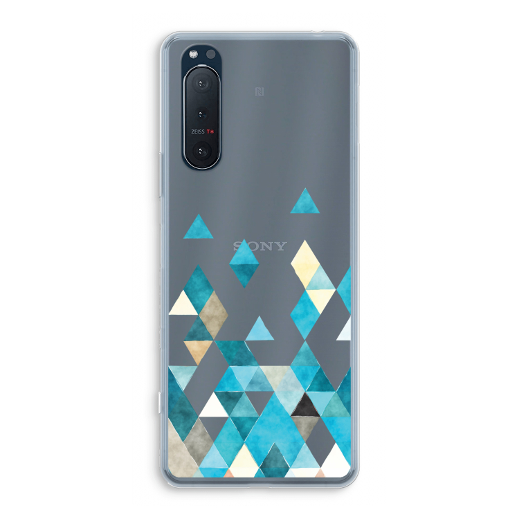 Gekleurde driehoekjes blauw: Sony Xperia 5 II Transparant Hoesje
