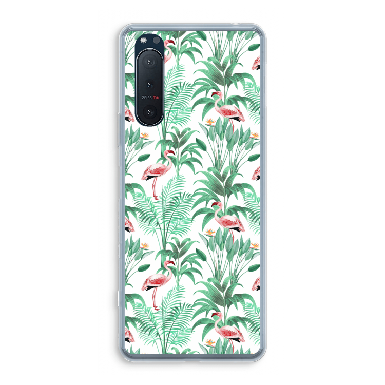 Flamingo bladeren: Sony Xperia 5 II Transparant Hoesje