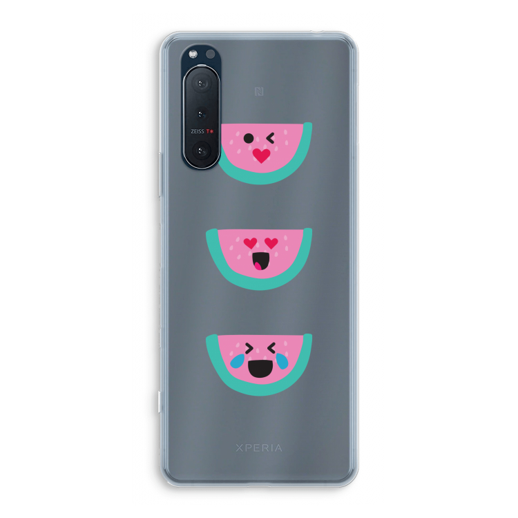 Smiley watermeloen: Sony Xperia 5 II Transparant Hoesje