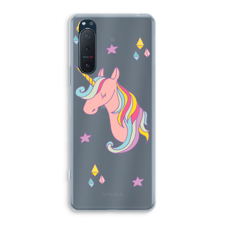 Roze eenhoorn: Sony Xperia 5 II Transparant Hoesje