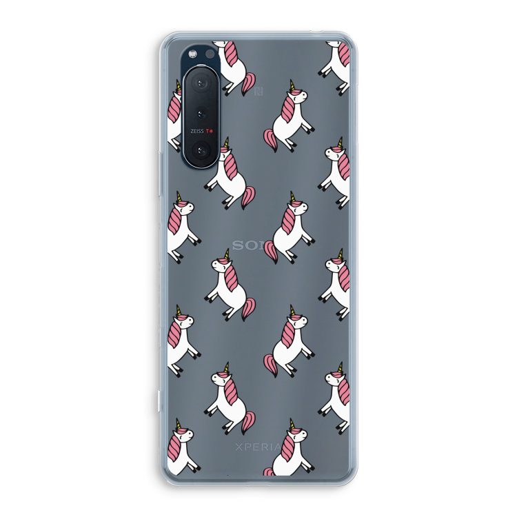 Eenhoorns overal: Sony Xperia 5 II Transparant Hoesje