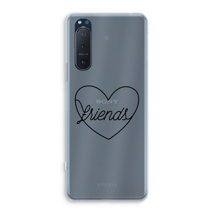 Friends heart black: Sony Xperia 5 II Transparant Hoesje