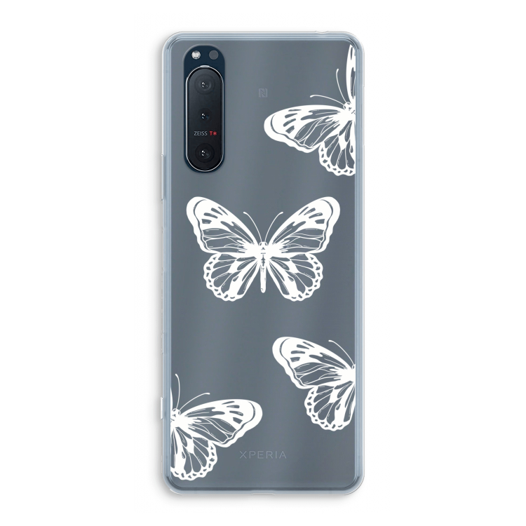 White butterfly: Sony Xperia 5 II Transparant Hoesje