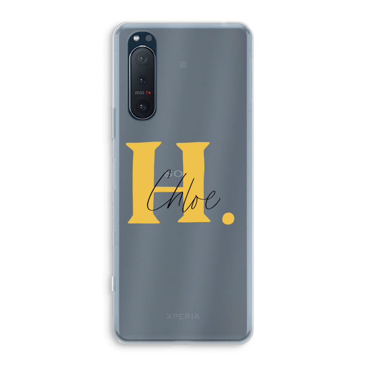 Amber Script: Sony Xperia 5 II Transparant Hoesje