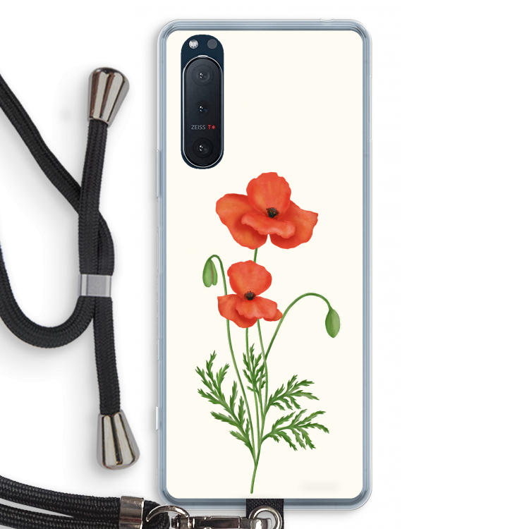 Red poppy: Sony Xperia 5 II Transparant Hoesje met koord