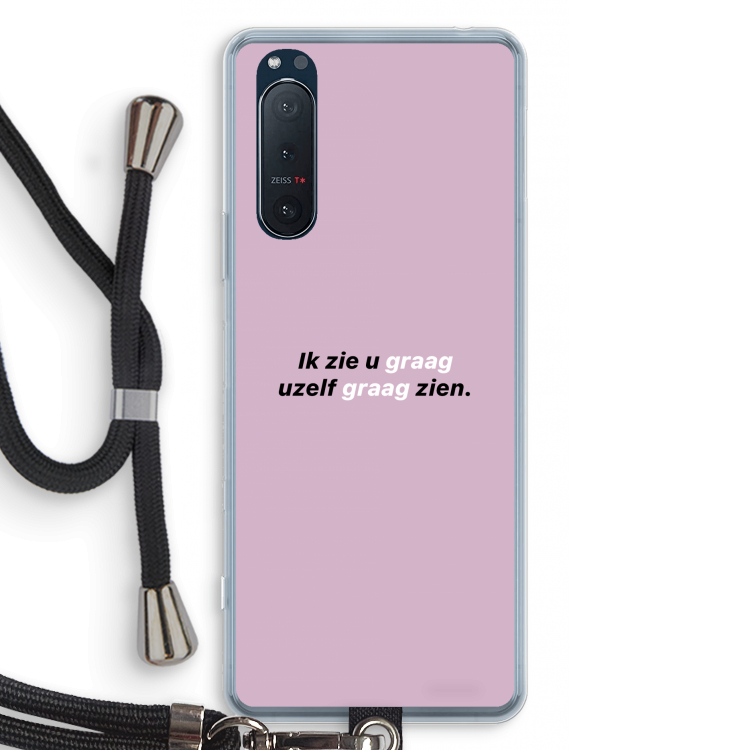 uzelf graag zien: Sony Xperia 5 II Transparant Hoesje met koord