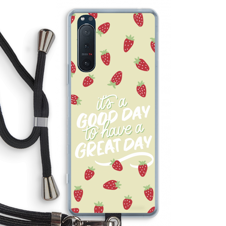 Don't forget to have a great day: Sony Xperia 5 II Transparant Hoesje met koord