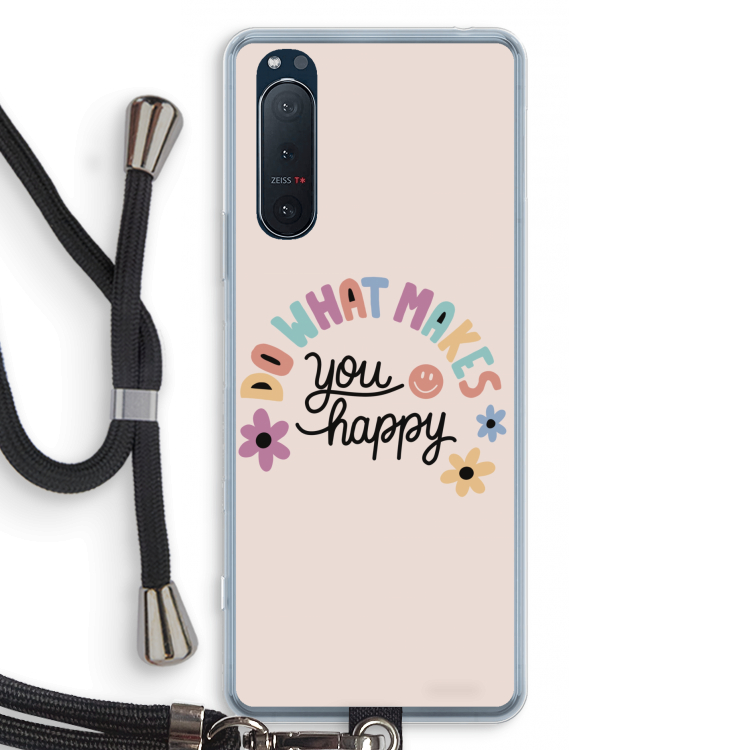 Happy days: Sony Xperia 5 II Transparant Hoesje met koord