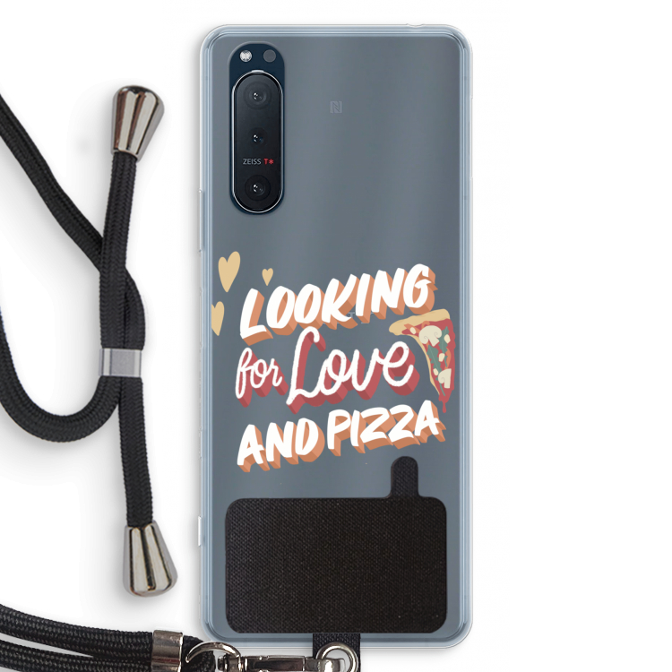 Pizza is the answer: Sony Xperia 5 II Transparant Hoesje met koord