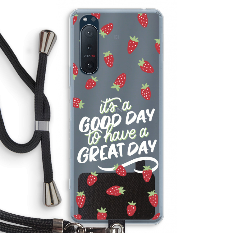 Don't forget to have a great day: Sony Xperia 5 II Transparant Hoesje met koord