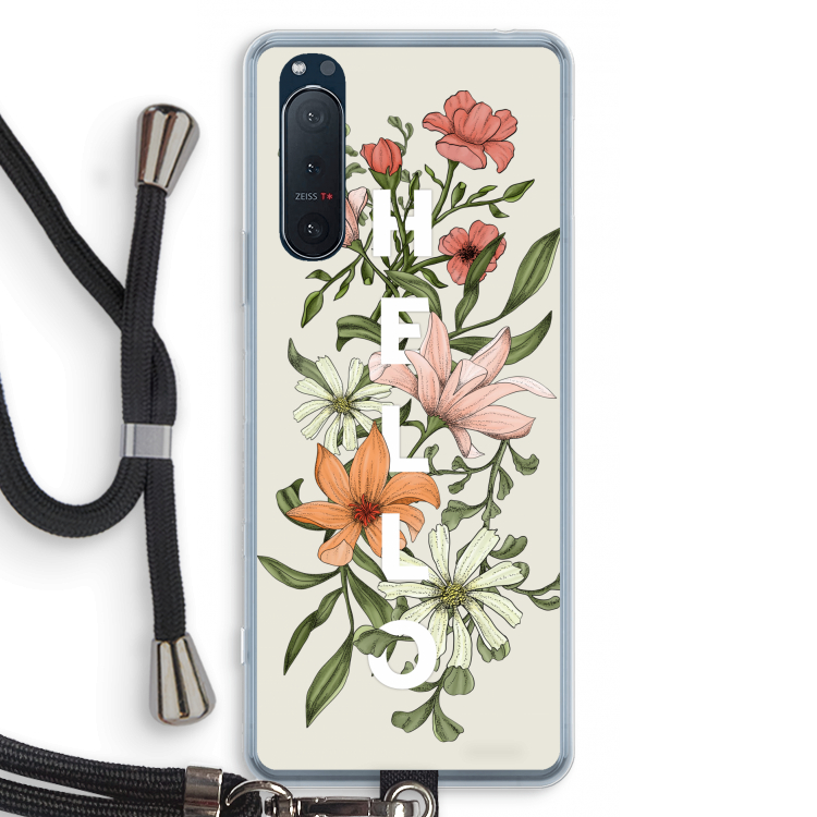 Hello bloemen: Sony Xperia 5 II Transparant Hoesje met koord