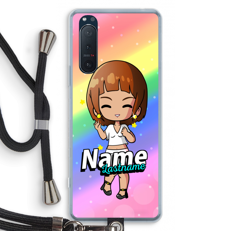 Chibi Maker vrouw: Sony Xperia 5 II Transparant Hoesje met koord