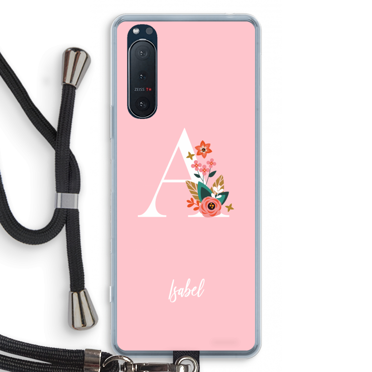 Pink Bouquet: Sony Xperia 5 II Transparant Hoesje met koord