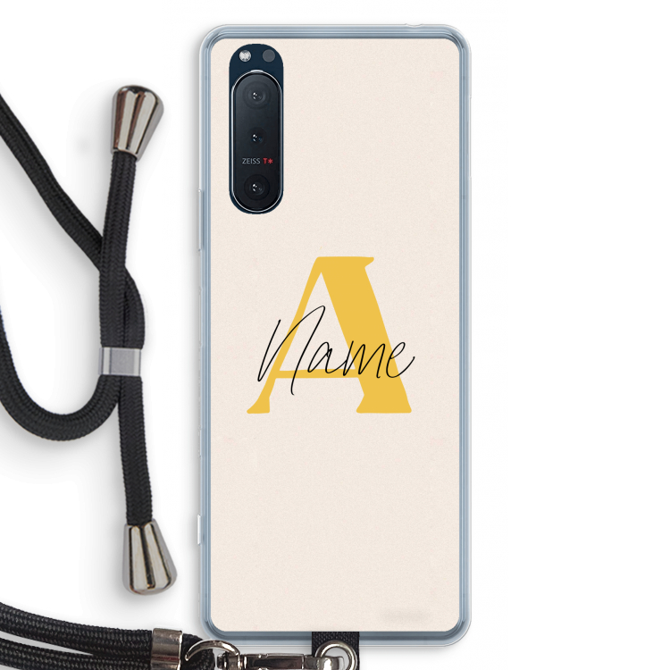 Amber Script: Sony Xperia 5 II Transparant Hoesje met koord