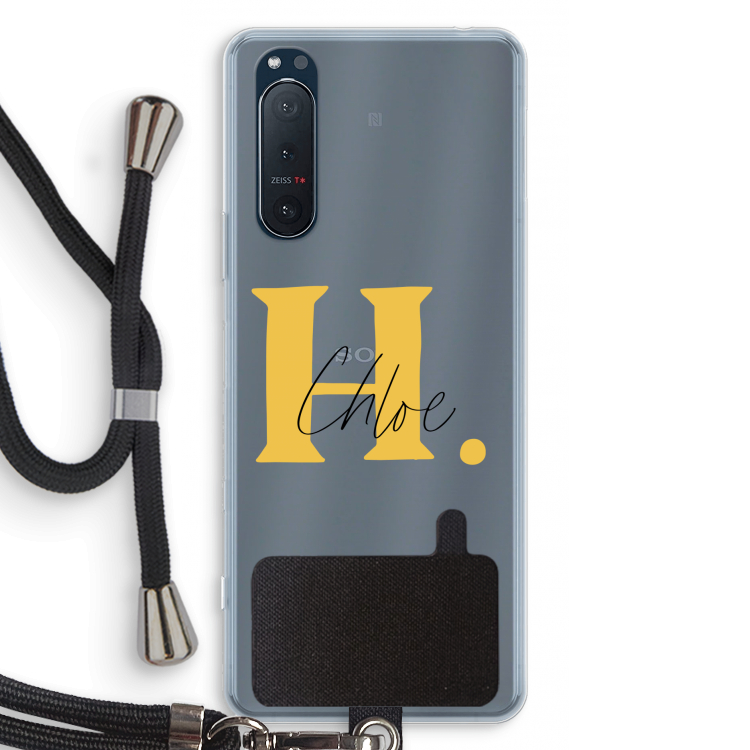 Amber Script: Sony Xperia 5 II Transparant Hoesje met koord