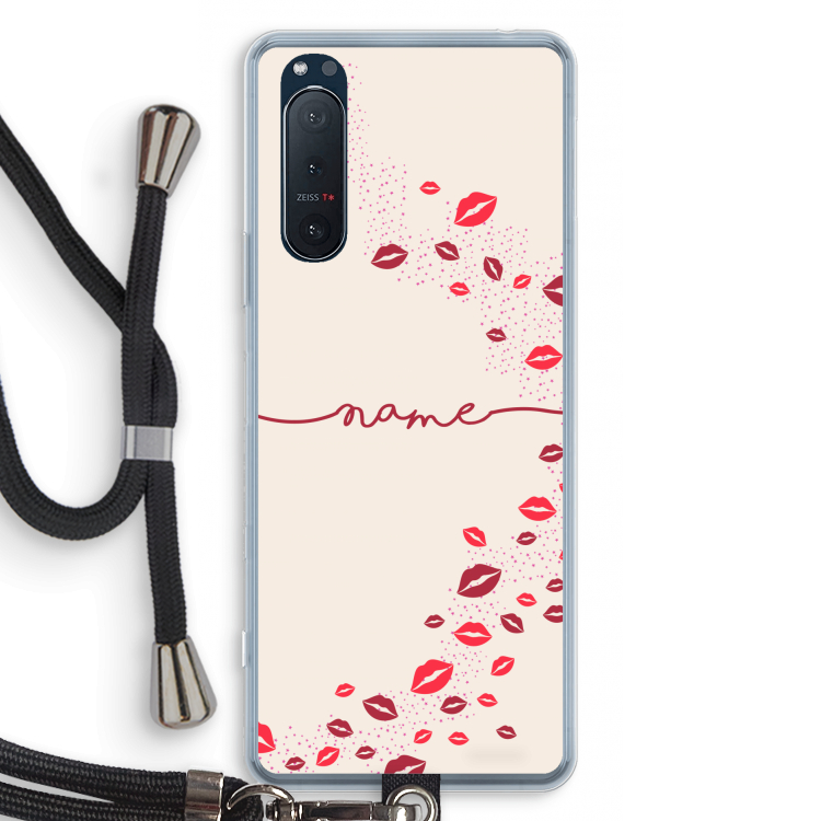 Kusjes: Sony Xperia 5 II Transparant Hoesje met koord