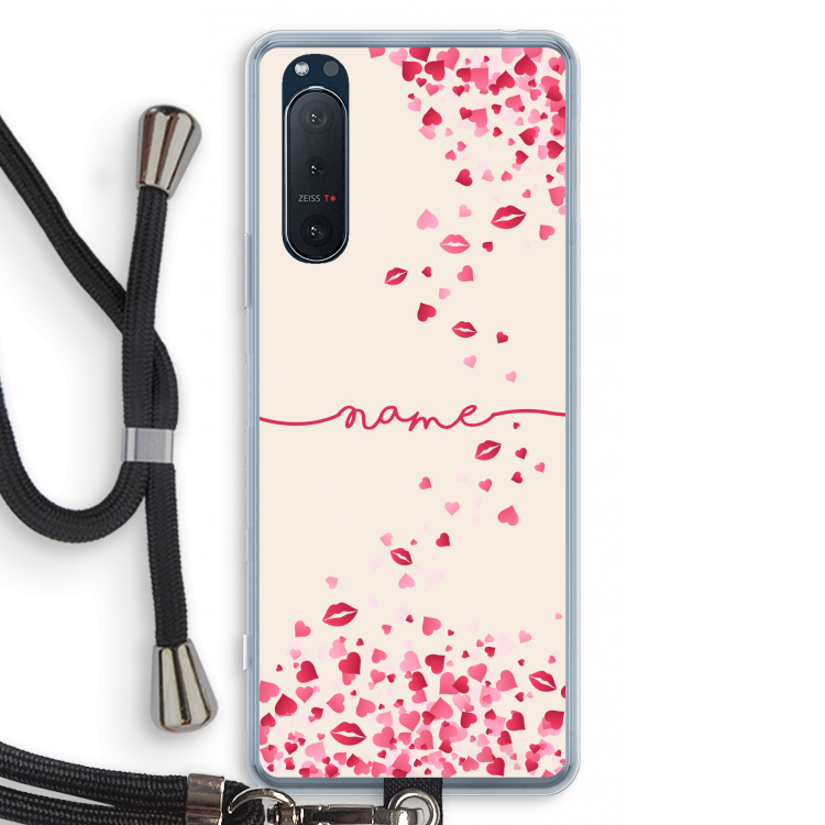 Hartjes en kusjes: Sony Xperia 5 II Transparant Hoesje met koord