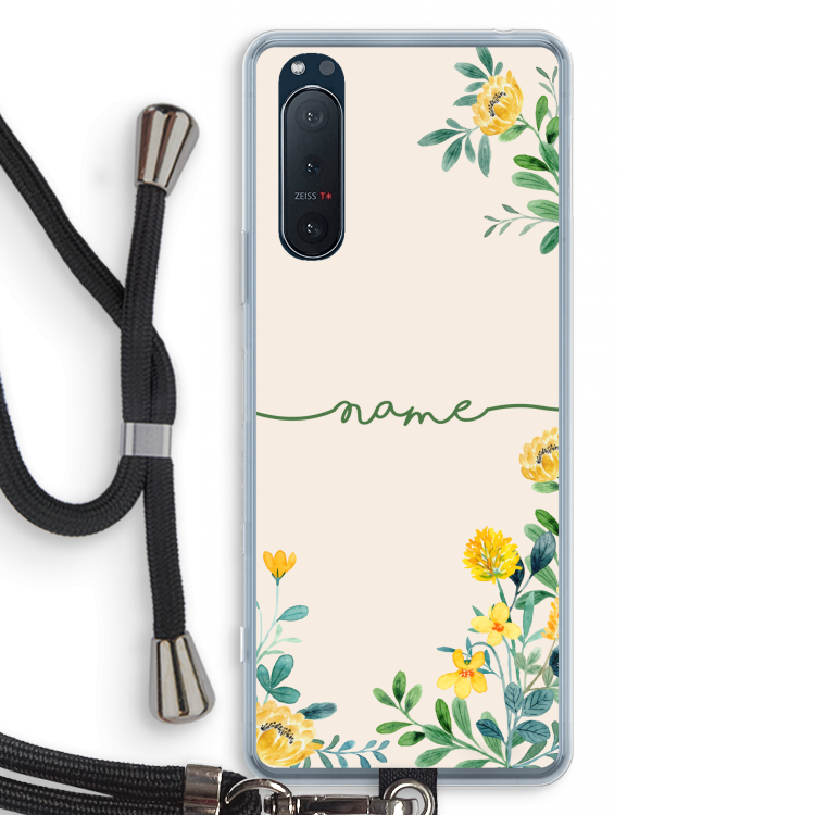 Gele bloemen: Sony Xperia 5 II Transparant Hoesje met koord