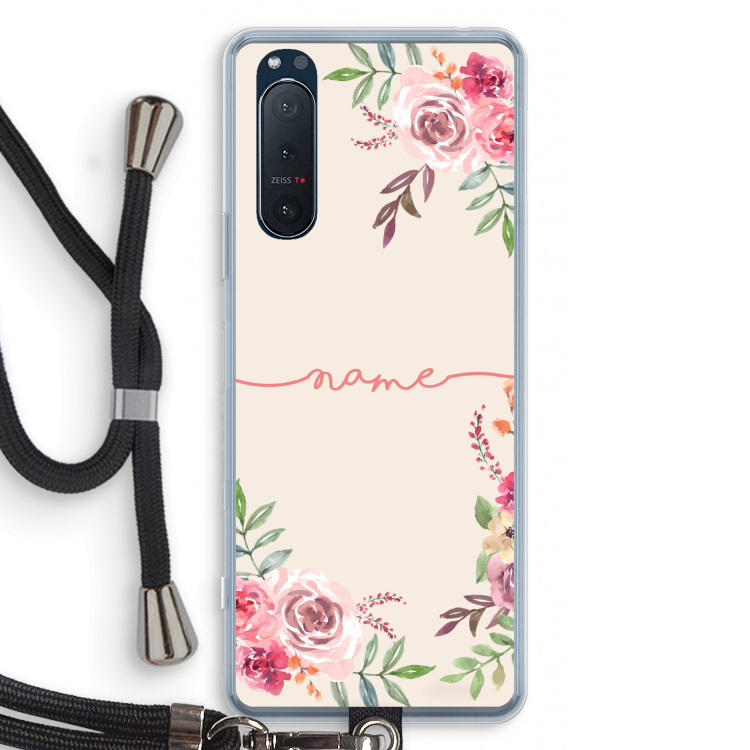 Rozen: Sony Xperia 5 II Transparant Hoesje met koord