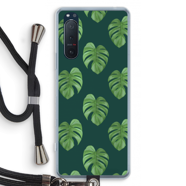 Monstera leaves: Sony Xperia 5 II Transparant Hoesje met koord