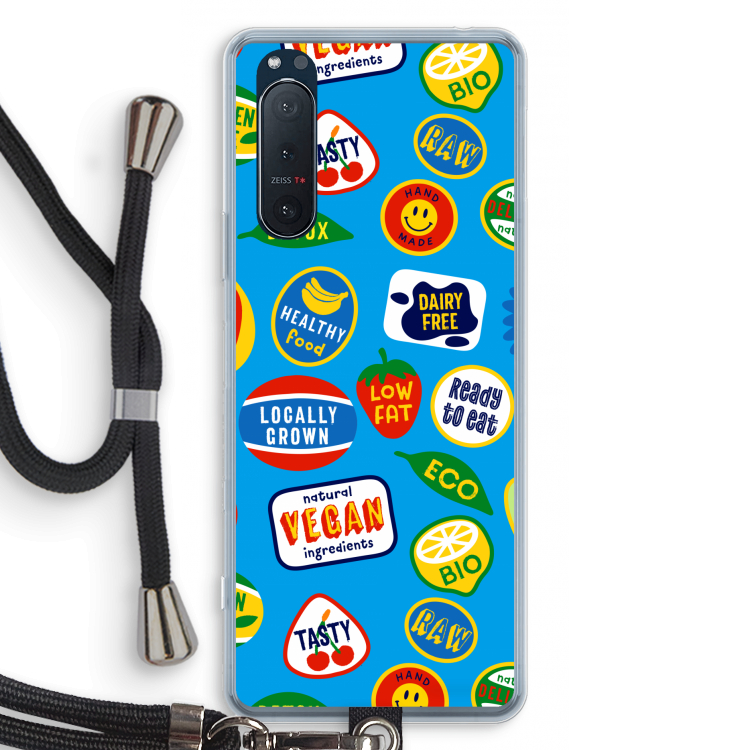 Fruitsticker: Sony Xperia 5 II Transparant Hoesje met koord