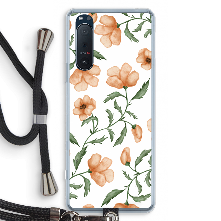 Peachy flowers: Sony Xperia 5 II Transparant Hoesje met koord