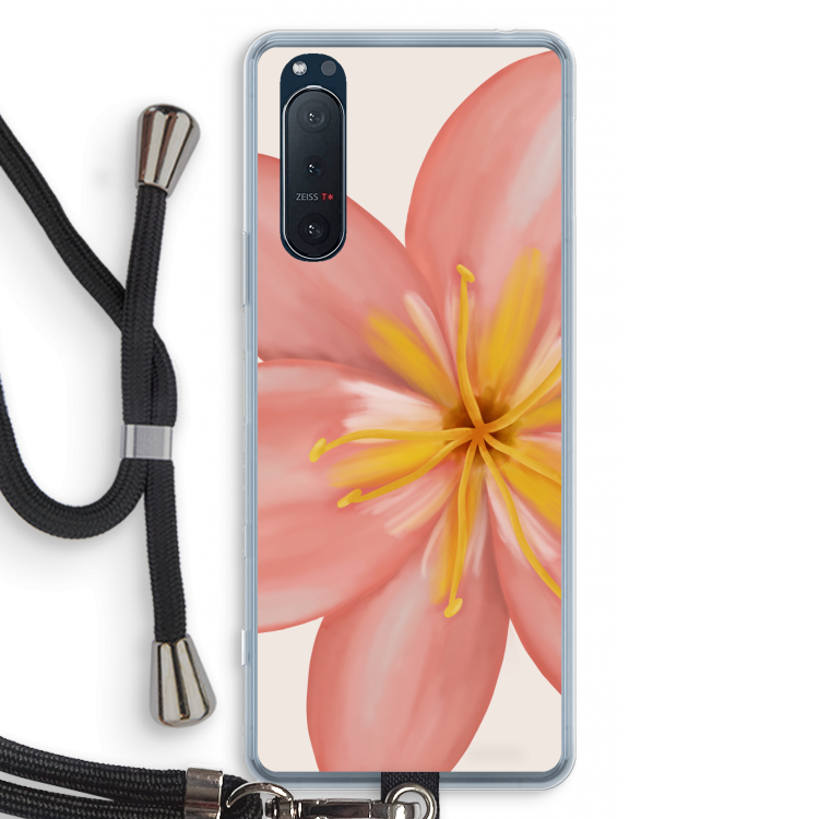Pink Ellila Flower: Sony Xperia 5 II Transparant Hoesje met koord