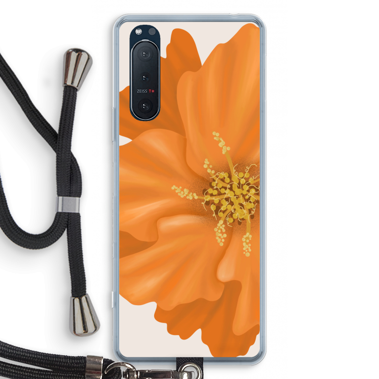 Orange Ellila flower: Sony Xperia 5 II Transparant Hoesje met koord