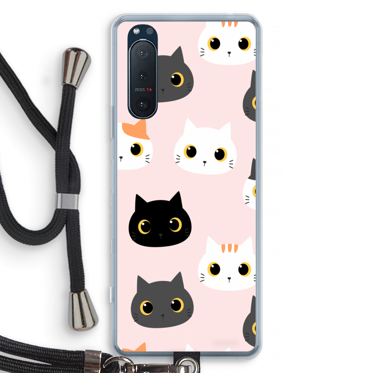 Katten: Sony Xperia 5 II Transparant Hoesje met koord