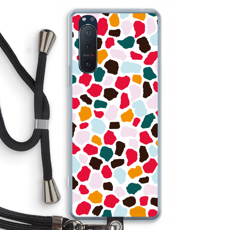 Colored Giraffe: Sony Xperia 5 II Transparant Hoesje met koord