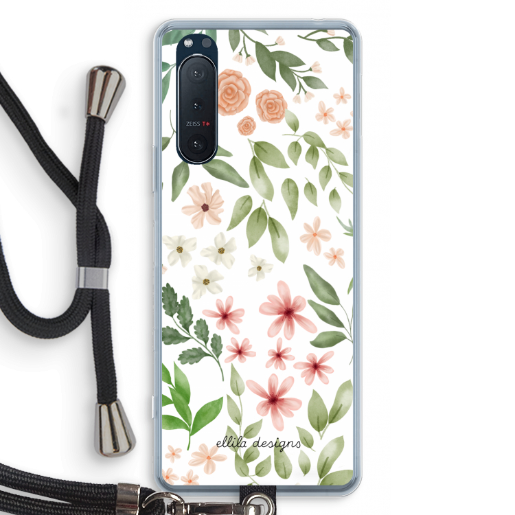 Botanical sweet flower heaven: Sony Xperia 5 II Transparant Hoesje met koord