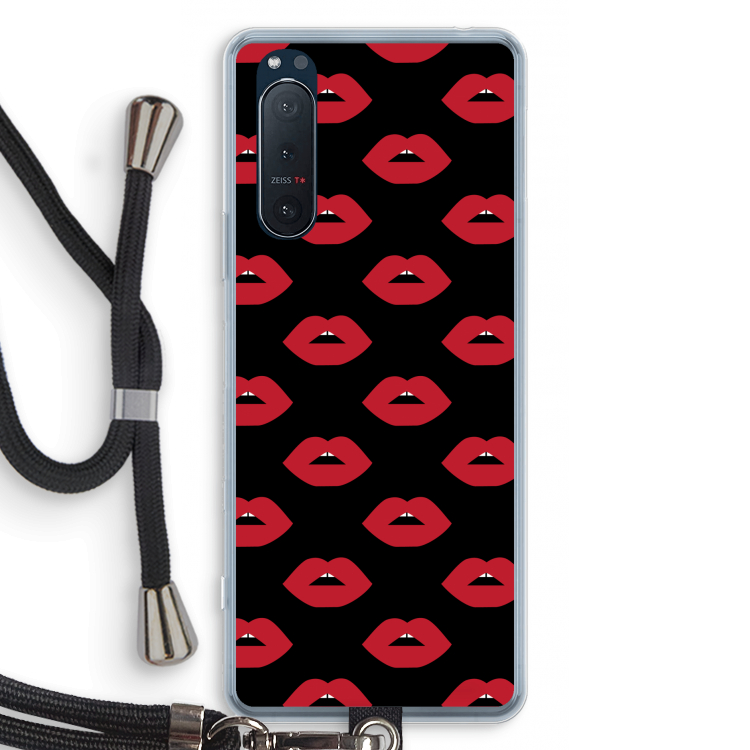 Lips: Sony Xperia 5 II Transparant Hoesje met koord