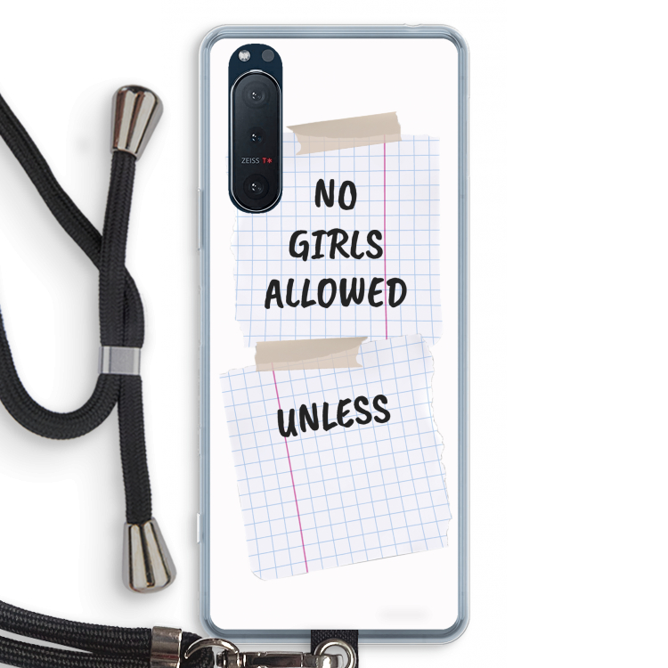 No Girls Allowed Unless: Sony Xperia 5 II Transparant Hoesje met koord