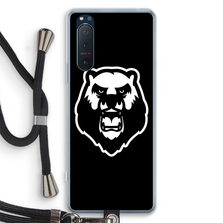 Angry Bear (black): Sony Xperia 5 II Transparant Hoesje met koord