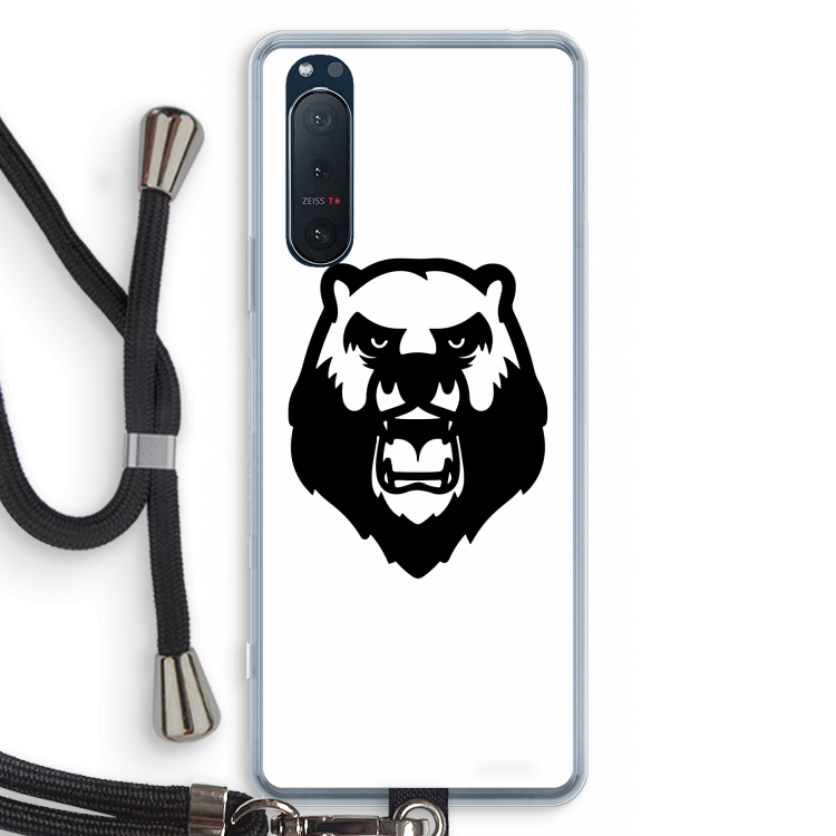 Angry Bear (white): Sony Xperia 5 II Transparant Hoesje met koord
